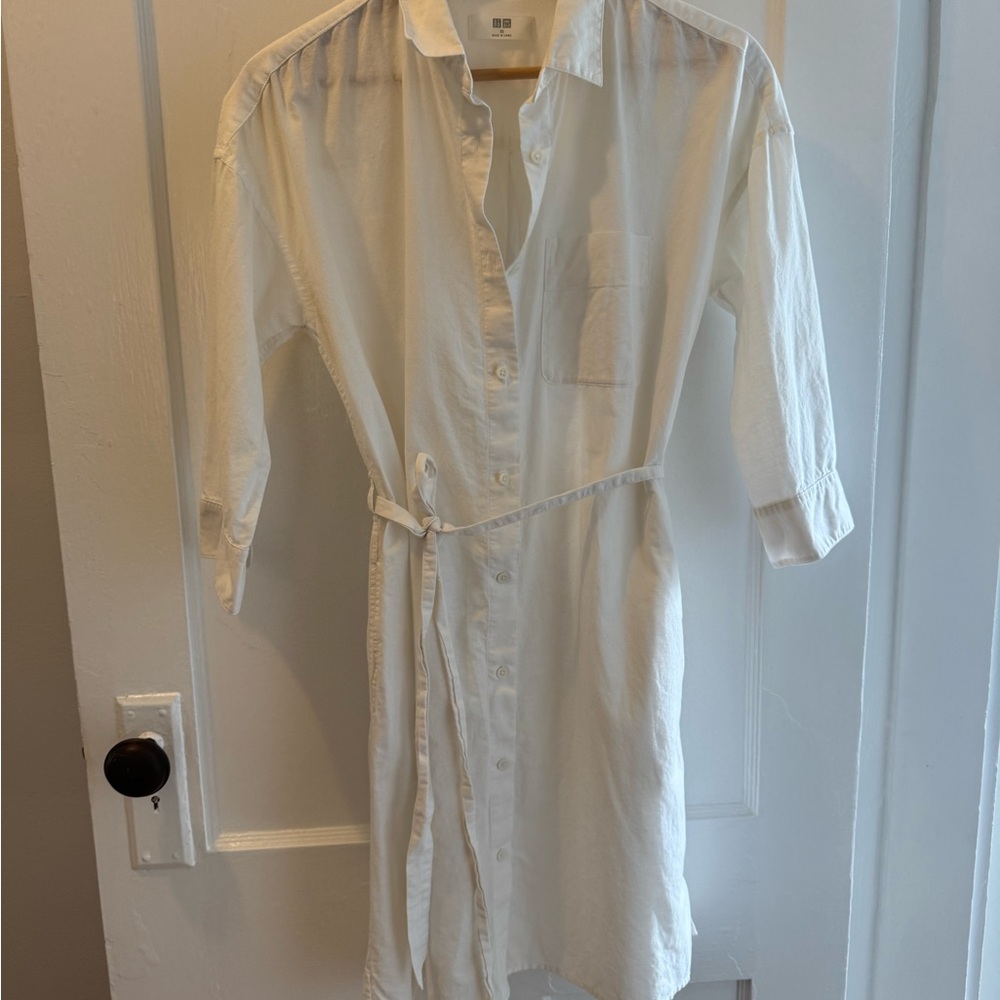 Uniqlo White Long Sleeve Dress NEW